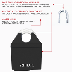 Heavy-Duty Hardened Steel Padlock – Waterproof & Rustproof Closed Shackle Lock with 27/64" (10.5mm) Shackle – Corrosion-Resistant Outdoor Security Lock
