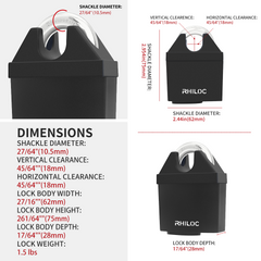 Heavy-Duty Hardened Steel Padlock – Waterproof & Rustproof Closed Shackle Lock with 27/64" (10.5mm) Shackle – Corrosion-Resistant Outdoor Security Lock