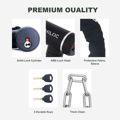 Bike Chain Lock, 2.95 Feet Long Heavy Duty Anti-Theft Bicycle Chain Lock with Keys for Bike, Motorcycle, Scooter, Bicycle, Door, Gate, Fence