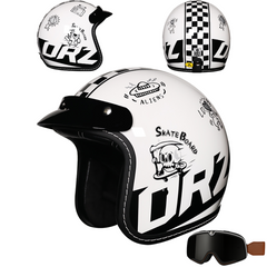 3/4 Open Face Motorcycle Helmet for Men & Women, DOT Approved Vintage Cruiser & Scooter Helmet with Visor, Lightweight Half Shell Helmet for Urban Commuting & Street Riding