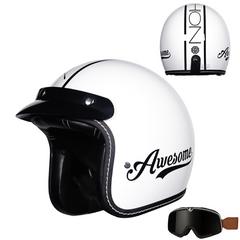 3/4 Open Face Motorcycle Helmet for Men & Women, DOT Approved Vintage Cruiser & Scooter Helmet with Visor, Lightweight Half Shell Helmet for Urban Commuting & Street Riding