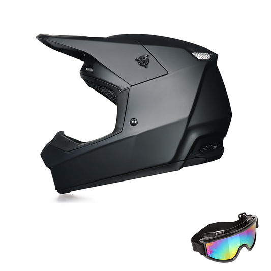 DOT Certified Full Face Dirt Bike Helmet for Adult & Youth – Off-Road Motocross ATV Motorcycle Helmet with Goggles, Quick-Release Buckle & Adjustable Sun Visor