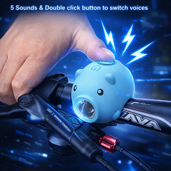 Rechargeable Bike Headlight & Taillight Set, Cute 3-Mode Kids Bike Light with Horn, Safe Night Riding Lights for Boys Girls