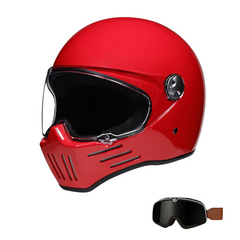 DOT Approved Vintage Full Face Motorbike Helmet, Piano Finish, Quick-Swap Removable Visor, Double D-Ring Strap, Unisex Adult Gear