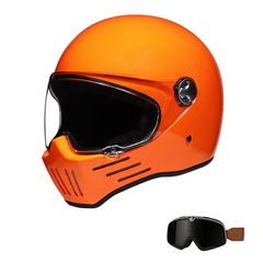DOT Approved Vintage Full Face Motorbike Helmet, Piano Finish, Quick-Swap Removable Visor, Double D-Ring Strap, Unisex Adult Gear