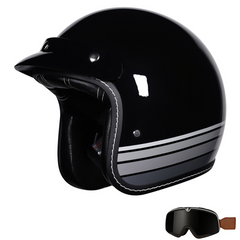 3/4 Open Face Motorcycle Helmet for Men & Women, DOT Approved Vintage Cruiser & Scooter Helmet with Visor, Lightweight Half Shell Helmet for Urban Commuting & Street Riding