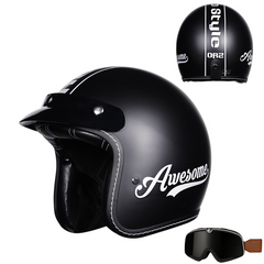 3/4 Open Face Motorcycle Helmet for Men & Women, DOT Approved Vintage Cruiser & Scooter Helmet with Visor, Lightweight Half Shell Helmet for Urban Commuting & Street Riding