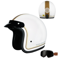 3/4 Open Face Motorcycle Helmet for Men & Women, DOT Approved Vintage Cruiser & Scooter Helmet with Visor, Lightweight Half Shell Helmet for Urban Commuting & Street Riding