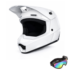 DOT Certified Full Face Dirt Bike Helmet for Adult & Youth – Off-Road Motocross ATV Motorcycle Helmet with Goggles, Quick-Release Buckle & Adjustable Sun Visor