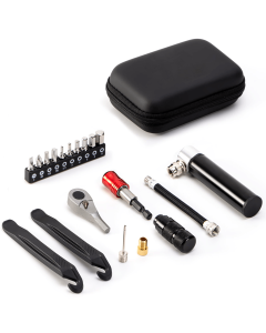 Bike Repair Tool Kit with Mini Pump Cr V Ratchet Wrench S2 Steel Bits and Tire Levers Portable Bicycle Multi Tool for Mountain Road and E Bikes