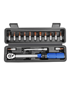 1/4 Inch Drive Bike Torque Wrench Set 2-24 Nm Click Type with 13 S2 Steel Bits and Extension Bar for MTB Road Bikes and E Bikes