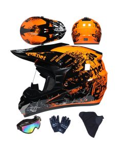 Kids Full Face Dirt Bike Helmet Set with Goggles and Gloves