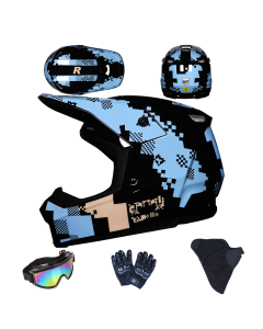 Youth Full Face Helmet Set for Dirt Bike, ATV and Go Kart Riding
