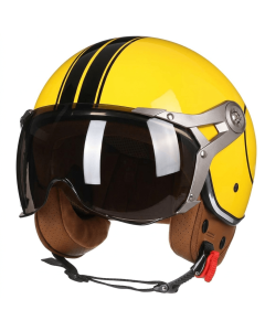 DOT Vintage Motorcycle Helmet Open Face Jet Helmet with Clear Visor for Scooter Moped and Urban Commuting
