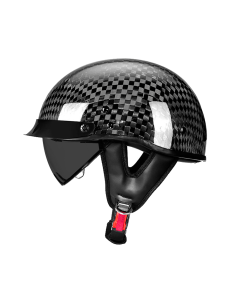 Aldult Carbon Fiber Motorcycle Half Helmet With Sun Visor Retro Vintage Open Face Classical Helm For Cruiser Scooter Moped Cafe
