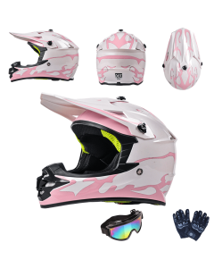 Kids Off-Road Helmets​ with Gloves and Goggles for Ages 5-15 Motocross Dirt Bike ATV Quad Riding