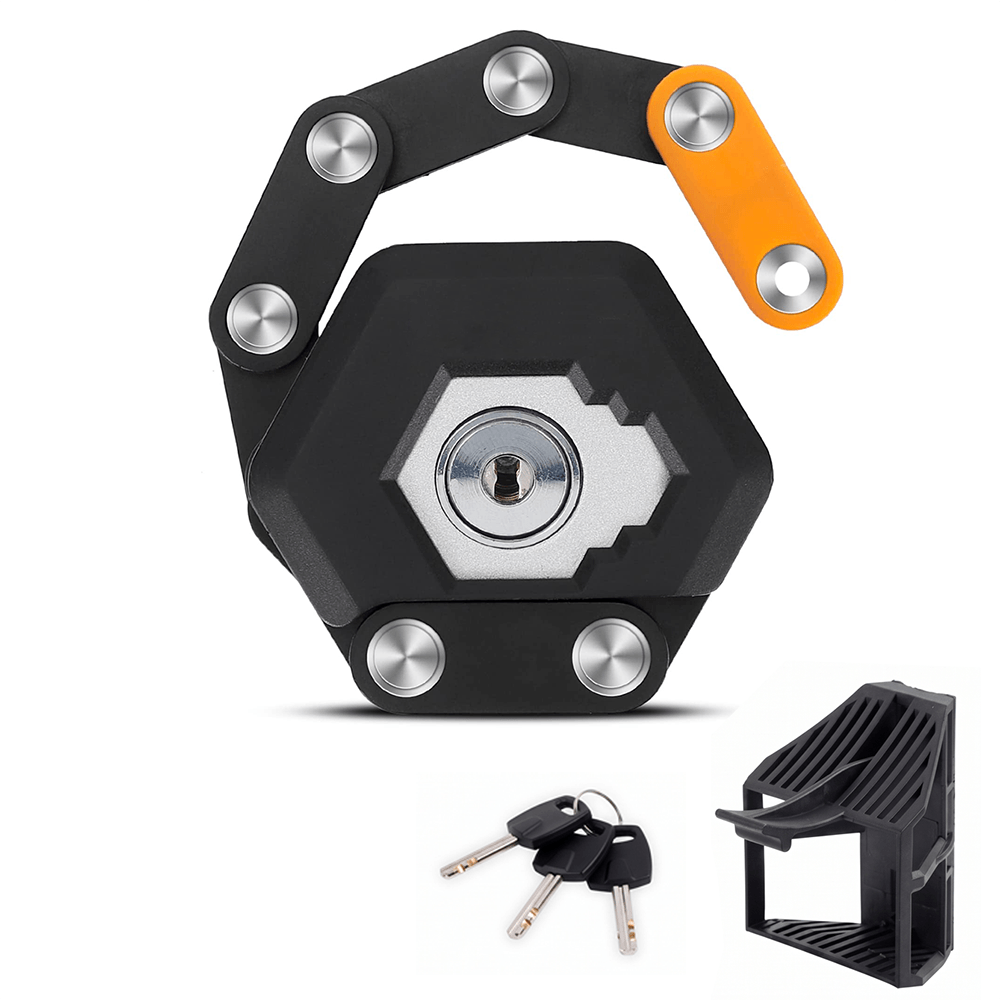 Folding Bike Lock Compact Anti Theft Bicycle Lock with 3 Keys Multi Position Mounting Bracket for Motocycle MTB Road E Bike and Scooter