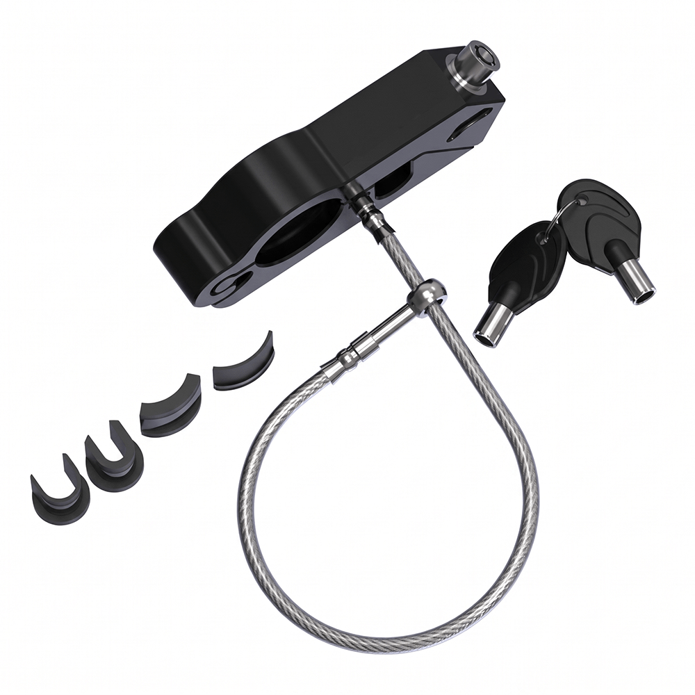 Motorcycle Helmet Lock with Cable 2 in 1 CNC Aluminum Alloy Anti Theft Grip Lock for Handlebar and Brake Lever on ATV Dirt Bike Street Bike Scooter Cruiser and Touring Motorcycles