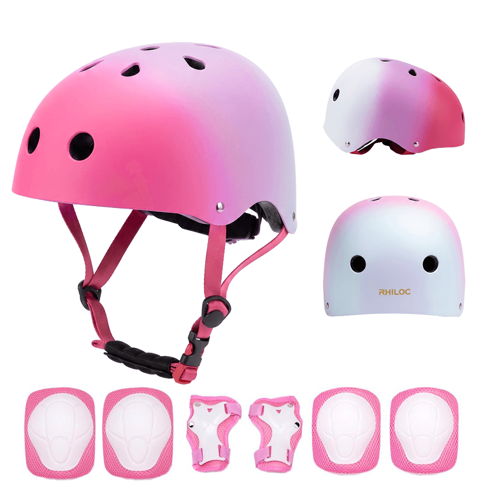 RHILOC Kids Multi-Sport Helmet and Pads Set for Cycling, Skateboarding and Roller Skating