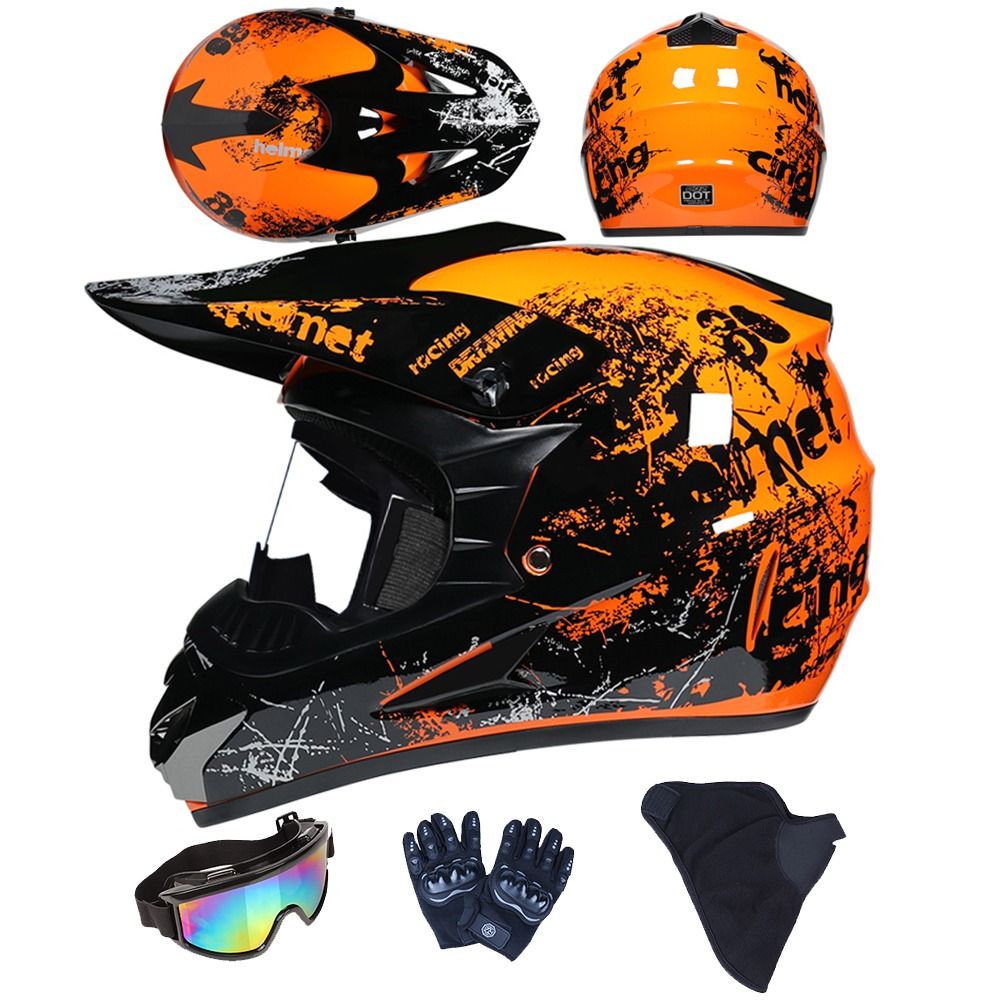 Kids Full Face Motorcycle Helmet set for ATV and Off-Road Riding