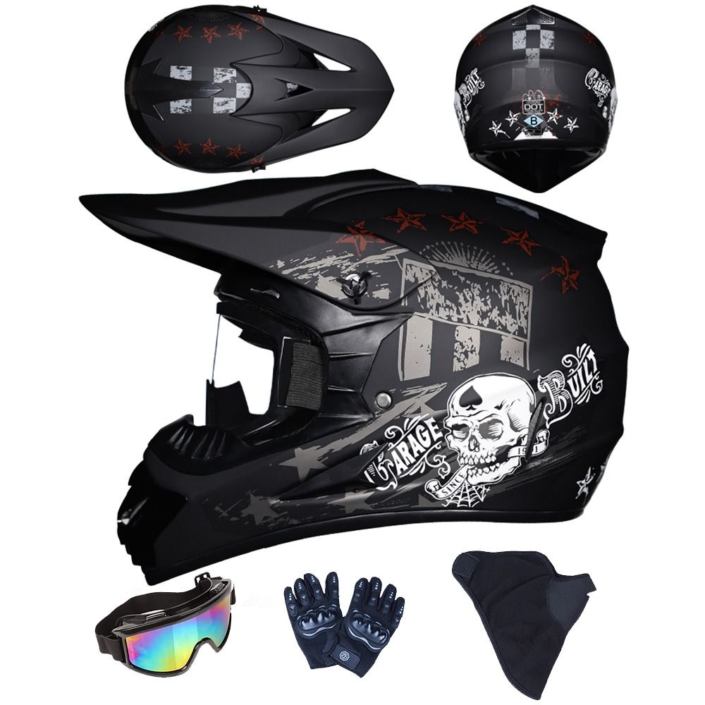 Kids & Youth Dirt Bike Helmet Set with Goggles Gloves and Mask for Off-Road Riding
