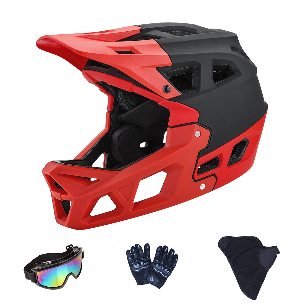 Youth Full Face Mountain Bike Helmet with Adjustable Fit Dial for Downhill BMX and Off-Road Cycling