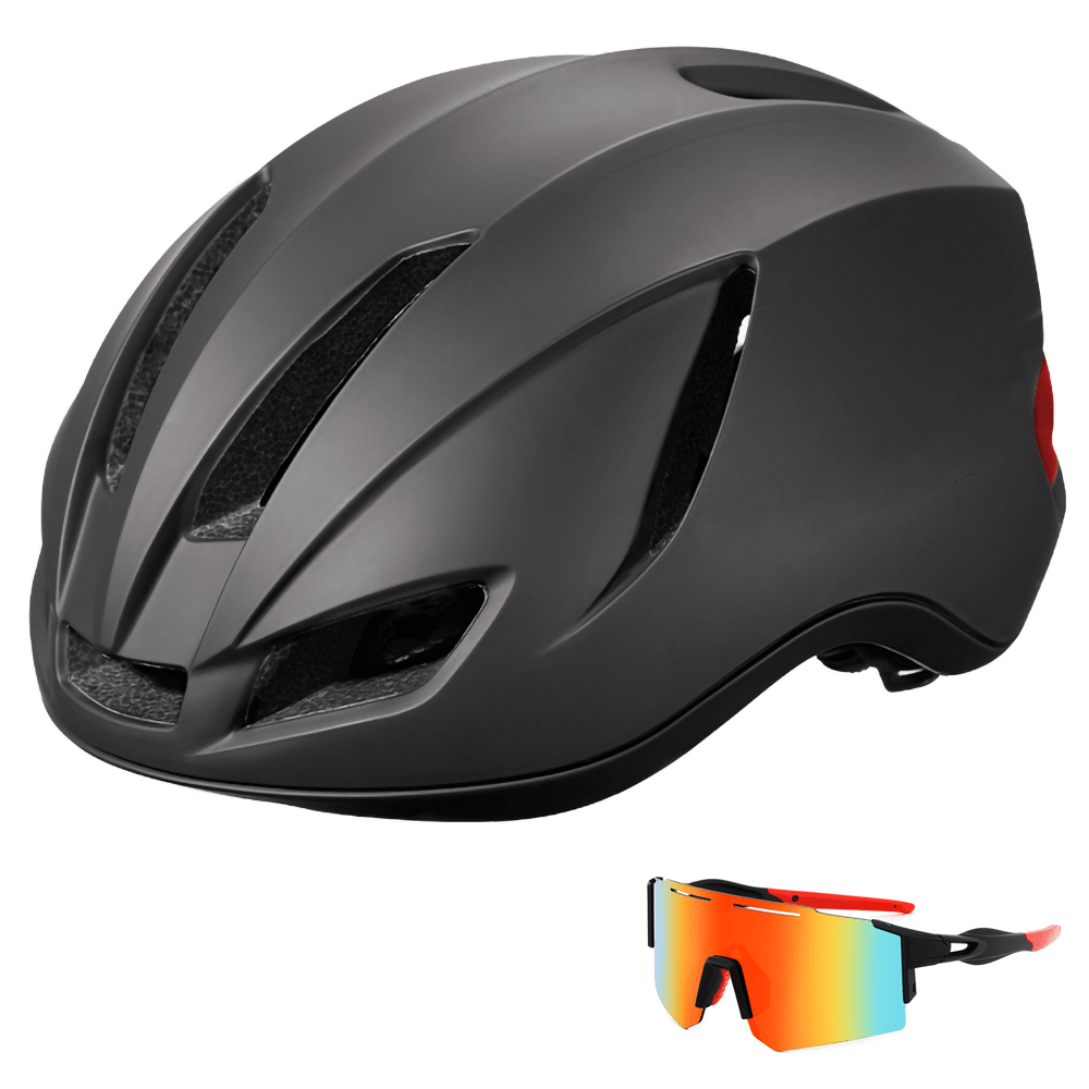Adult Road Bike Helmet with Rechargeable Rear Light and Sunglasses for Men Women Urban Cycling E-Bike Commuting City Riding