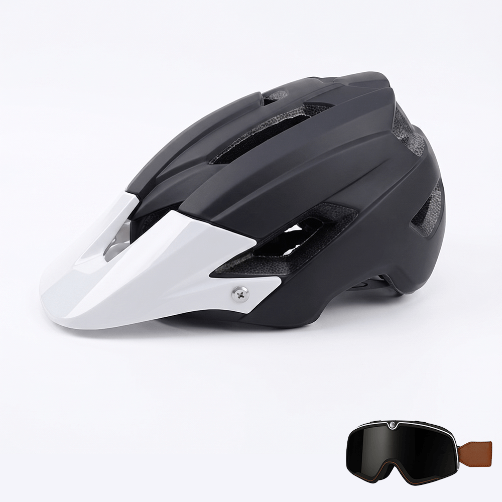 Youth Open Face MTB Helmet with Non-Slip Goggles for BMX Trail & Enduro, Extended Rear Coverage, Adjustable Visor and Rear Dial Fit System